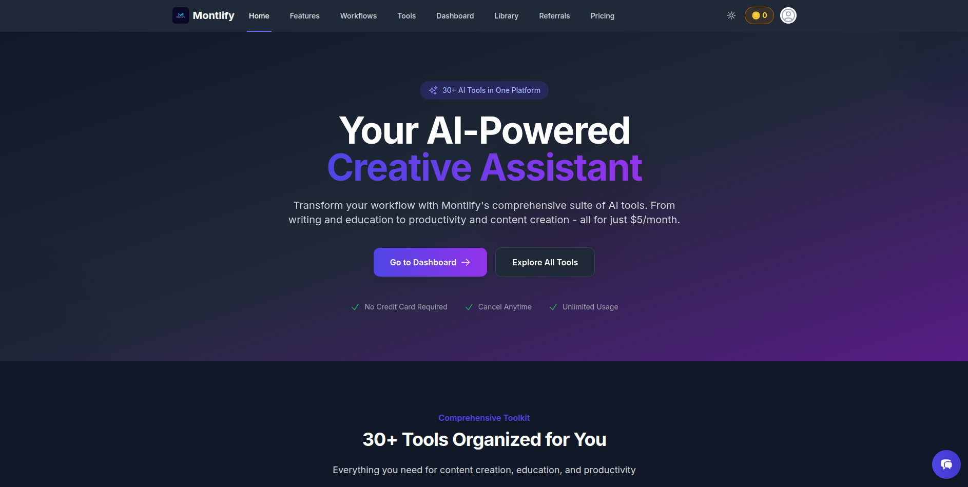 Montlify - Main product screenshot demonstrating key features and user interface