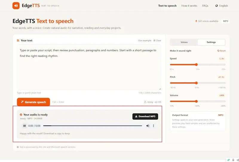EdgeTTS screenshot 3