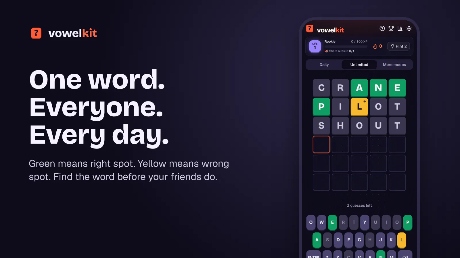 Vowelkit: Daily Word Guessing Game gallery image