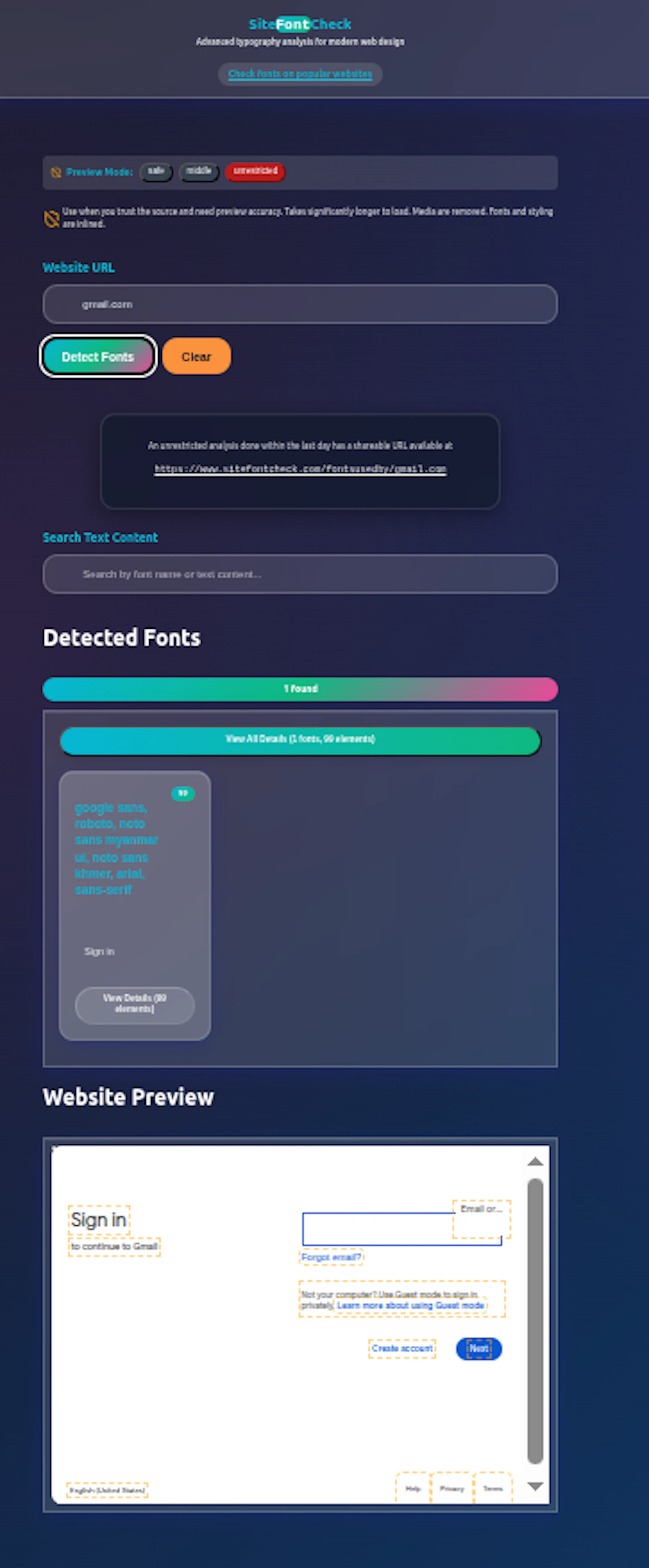SiteFontCheck screenshot 2