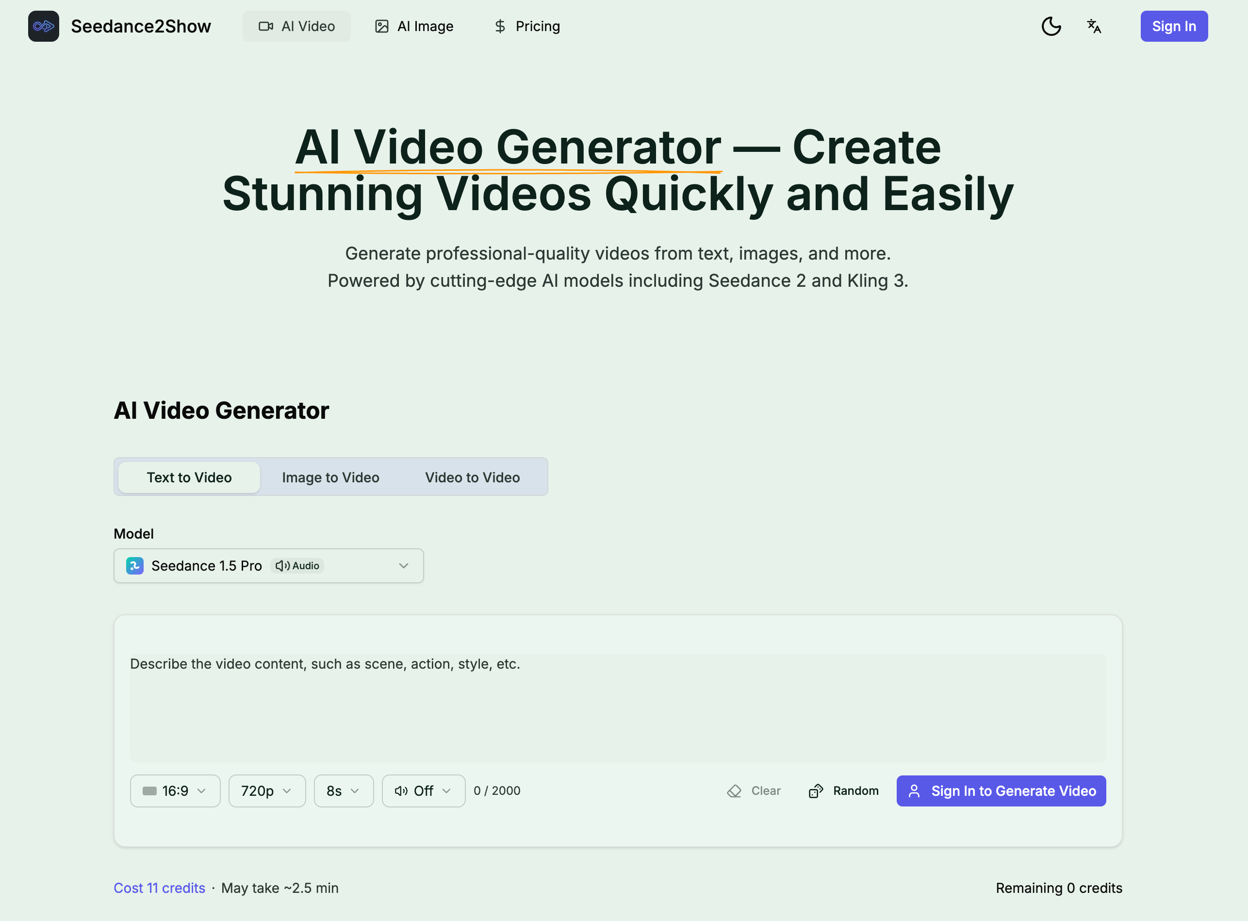 Seedance2Show - Main product screenshot demonstrating key features and user interface