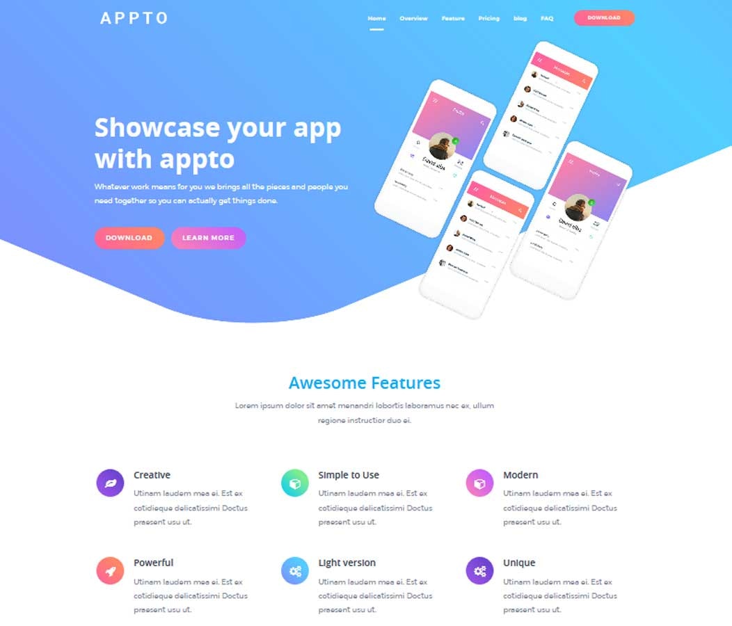 Appto- Uygulama HTML şablonunu vitrin medya 4