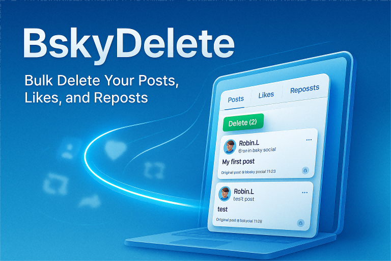 BskyDelete - Mass delete bluesky posts, likes & reposts media 2