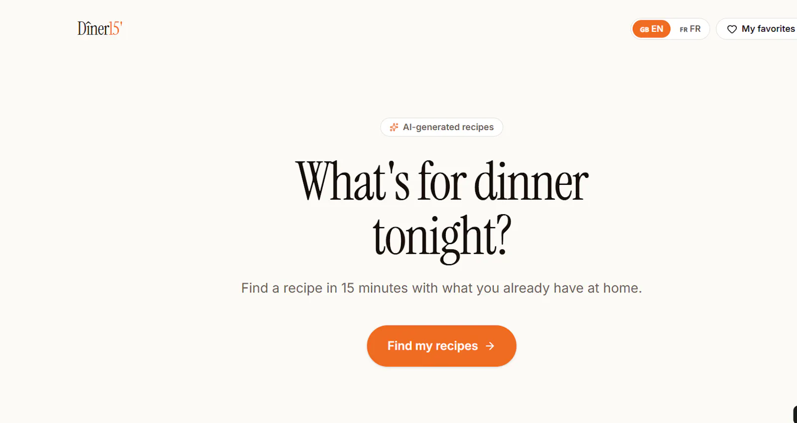 Dîner15' — AI Recipe Finder screenshot 1