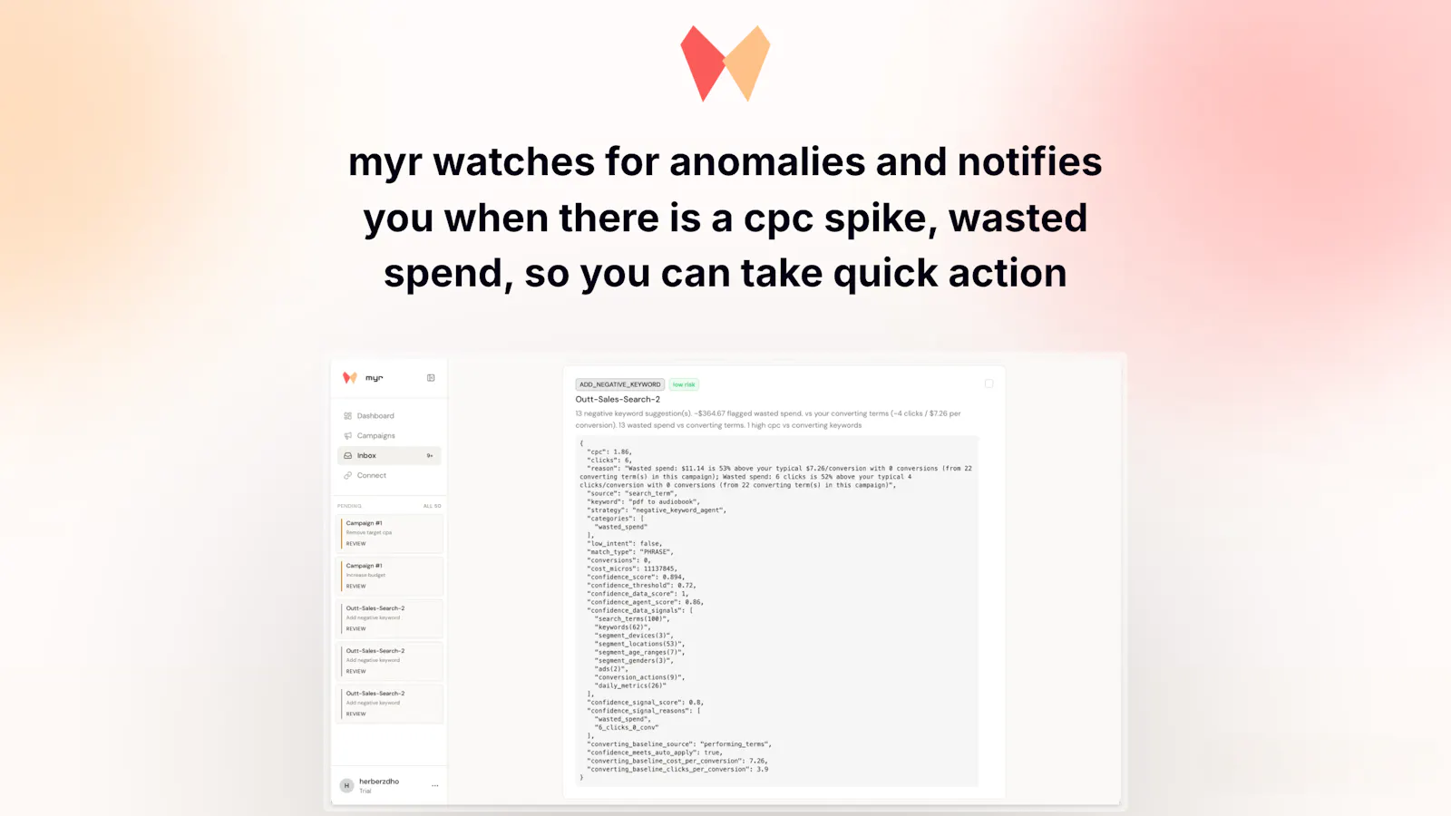 myr — AI agents for Google ads. screenshot 3