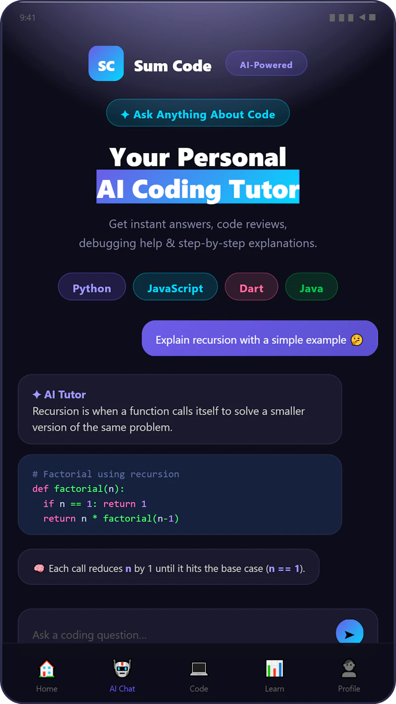 Sum Code - Learn Coding with AI screenshot 2