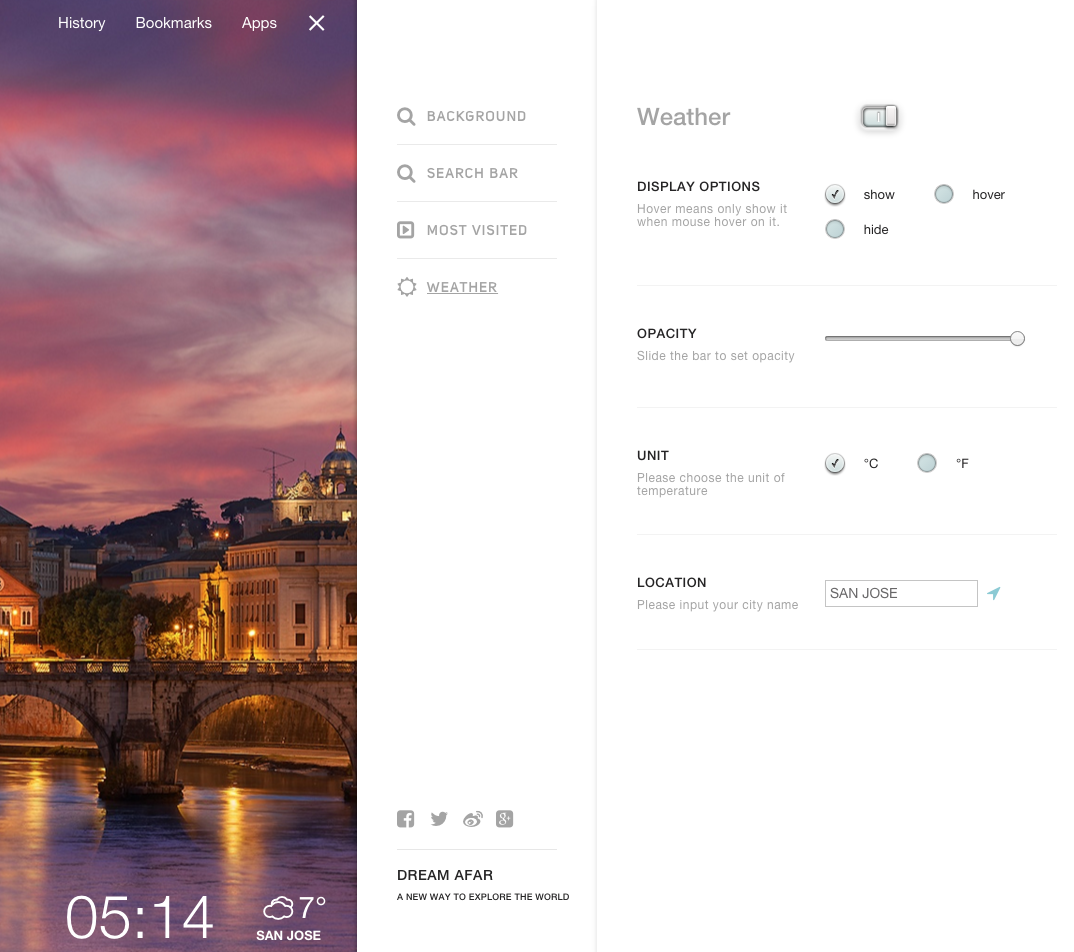 Dream Afar New Tab gallery image