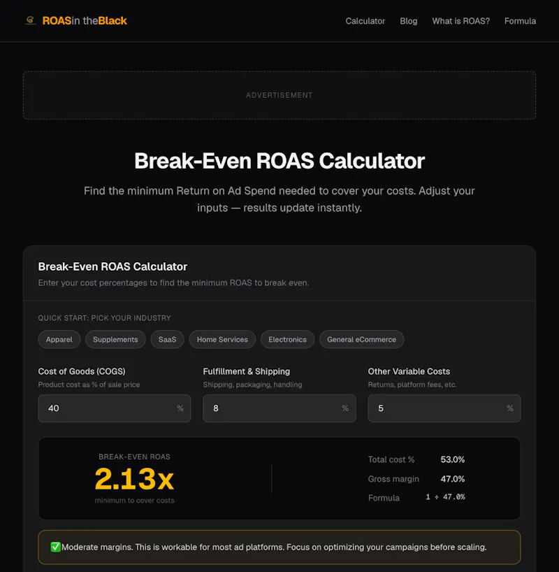ROASintheBlack.com screenshot 1