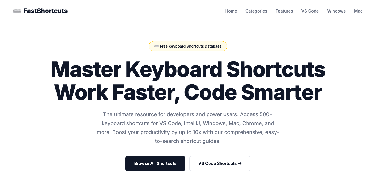FastShortcuts - Main product screenshot demonstrating key features and user interface