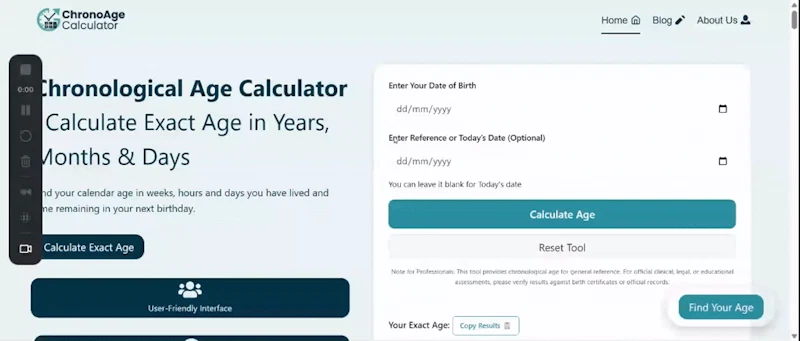 Chronological Age Calculator screenshot 1 (video preview)
