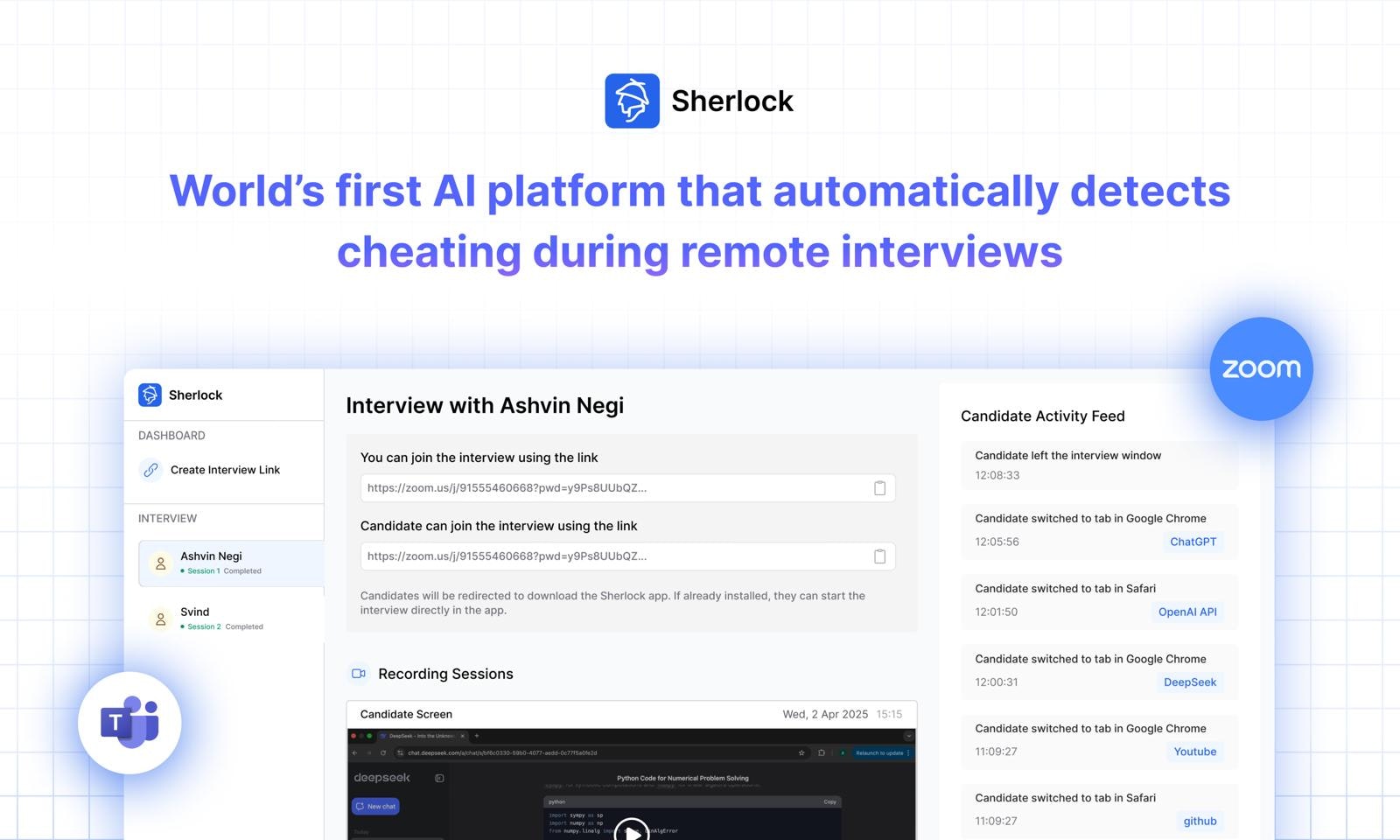 Sherlock application interface