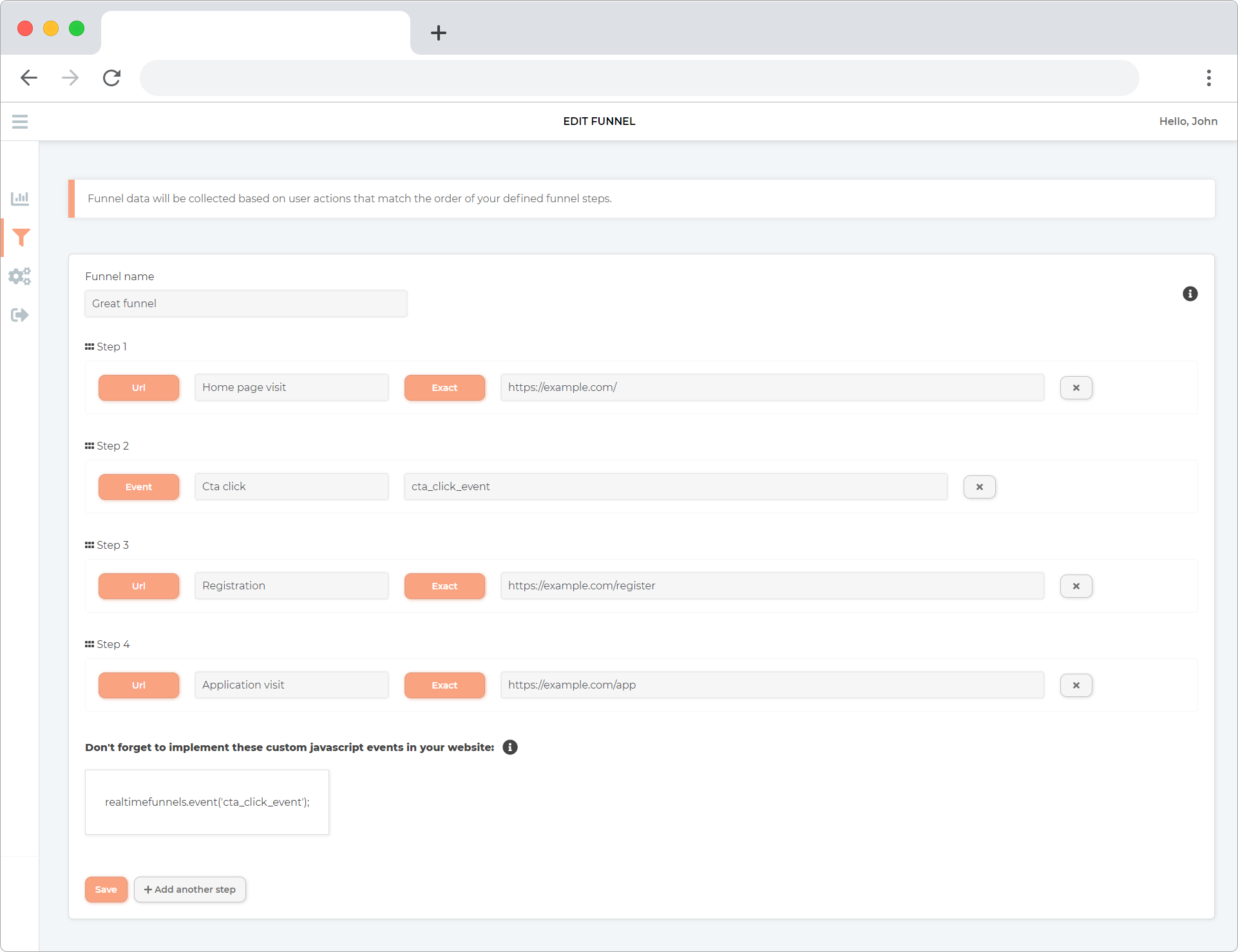 Real time funnels gallery image