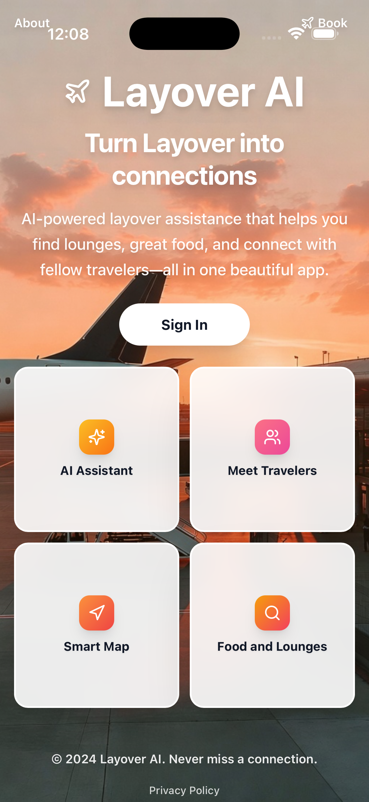 Layover AI - Main product screenshot demonstrating key features and user interface