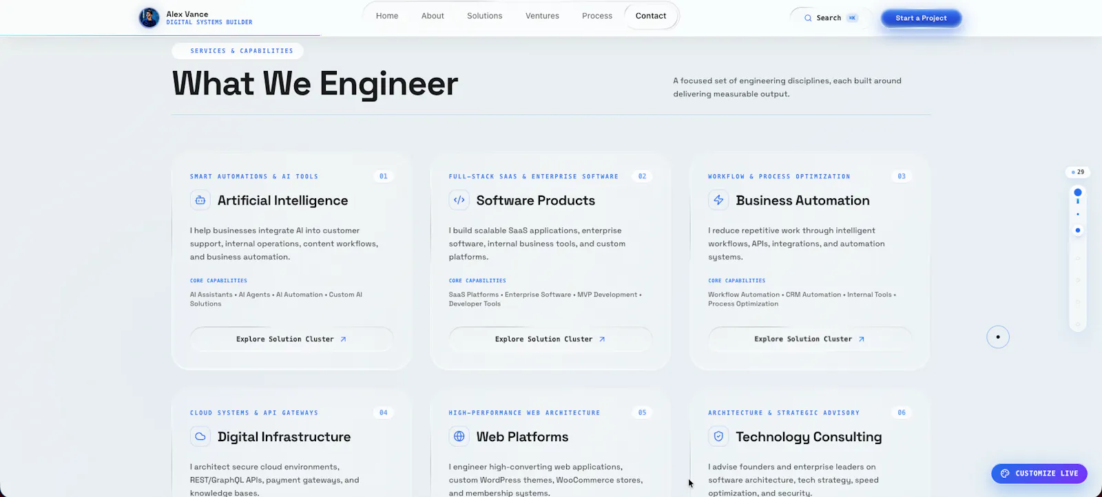 Liquid Glass Portfolio for Tech Founders screenshot 5