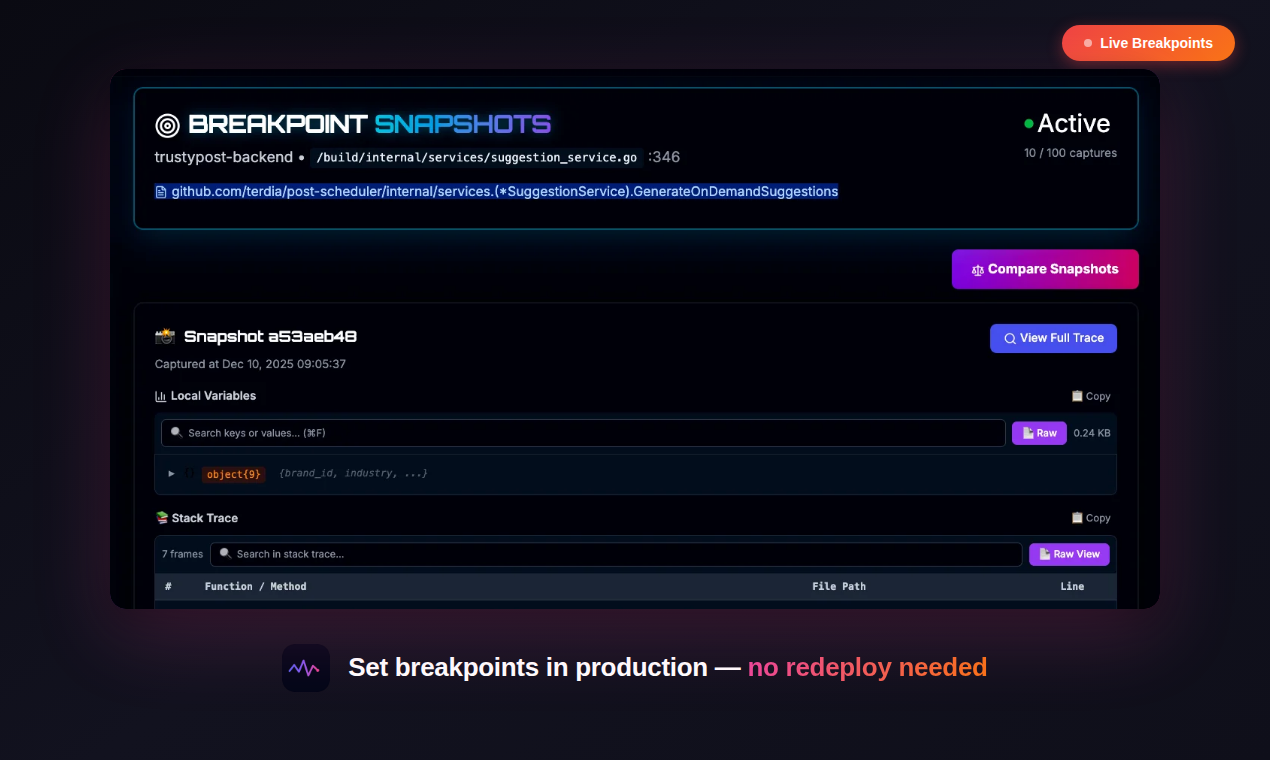 TraceKit - Screenshot 2 showing product features and functionality