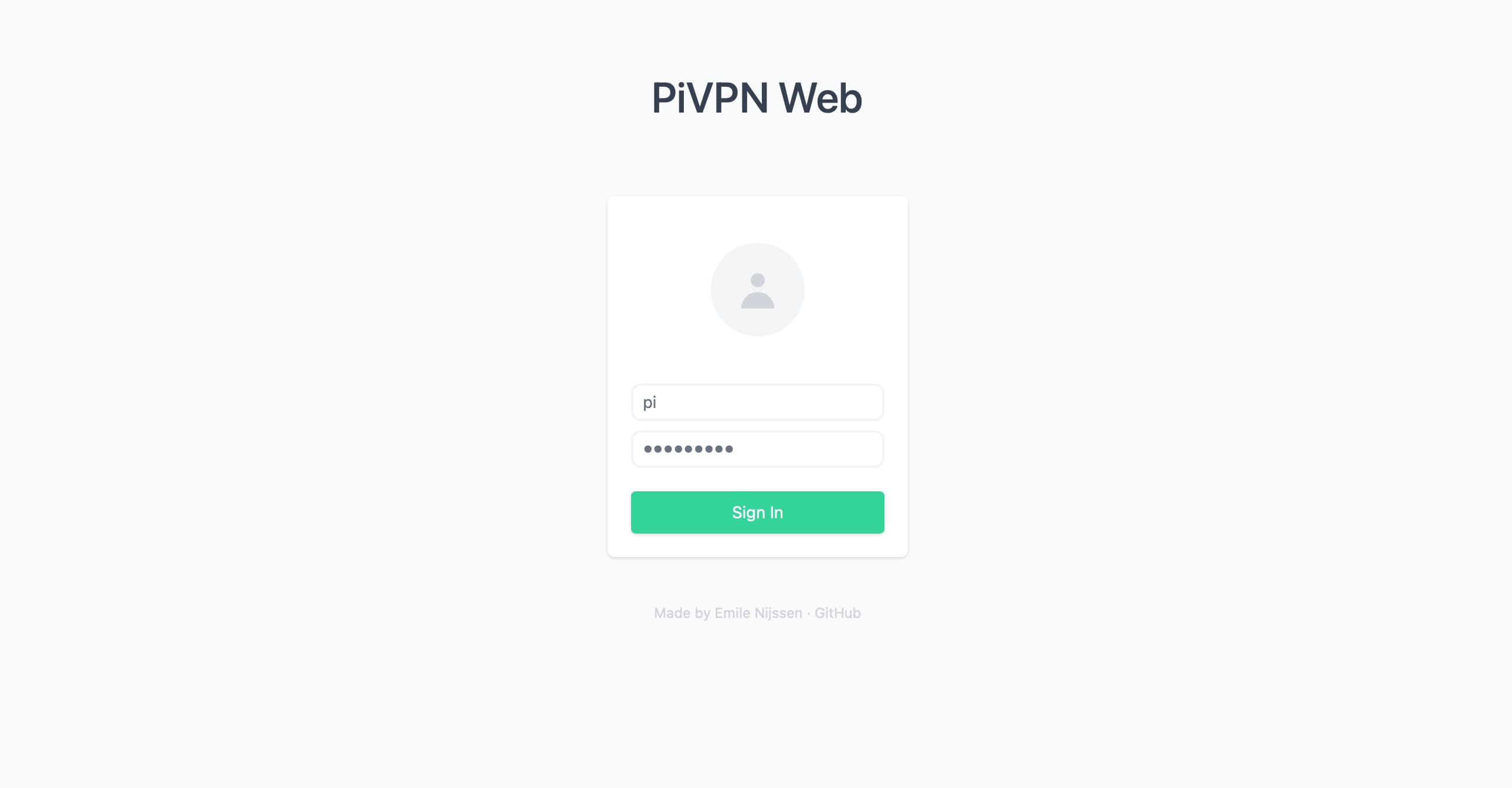 PiVPN Web UI media 2