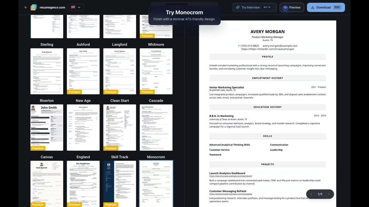 ResumeGenCV.com AI Resume Builder gallery image