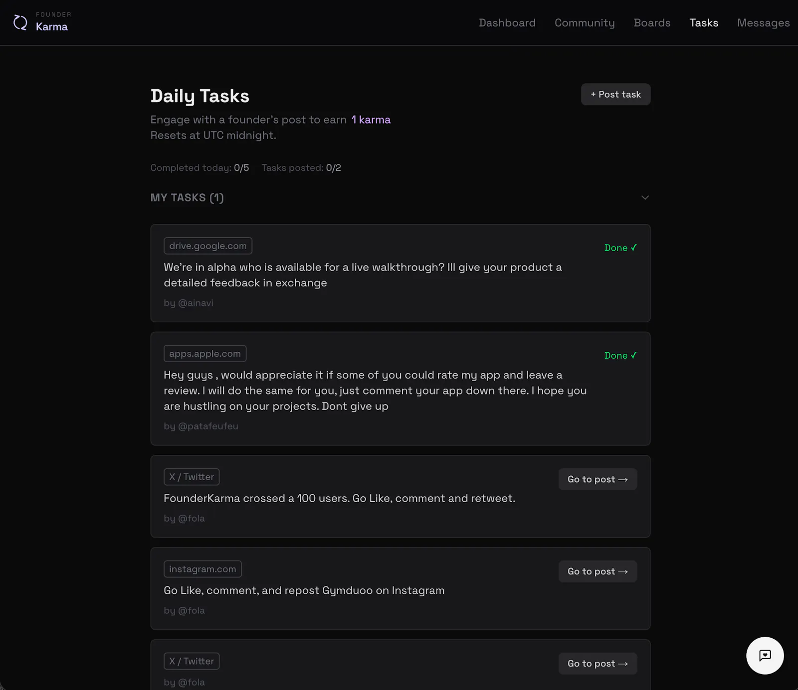 FounderKarma screenshot 3