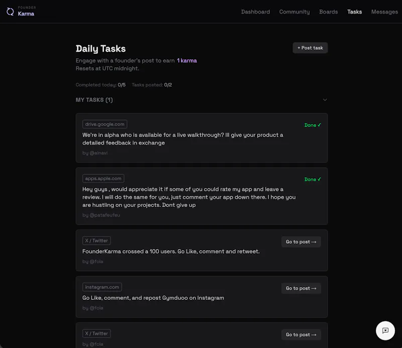 FounderKarma screenshot 3