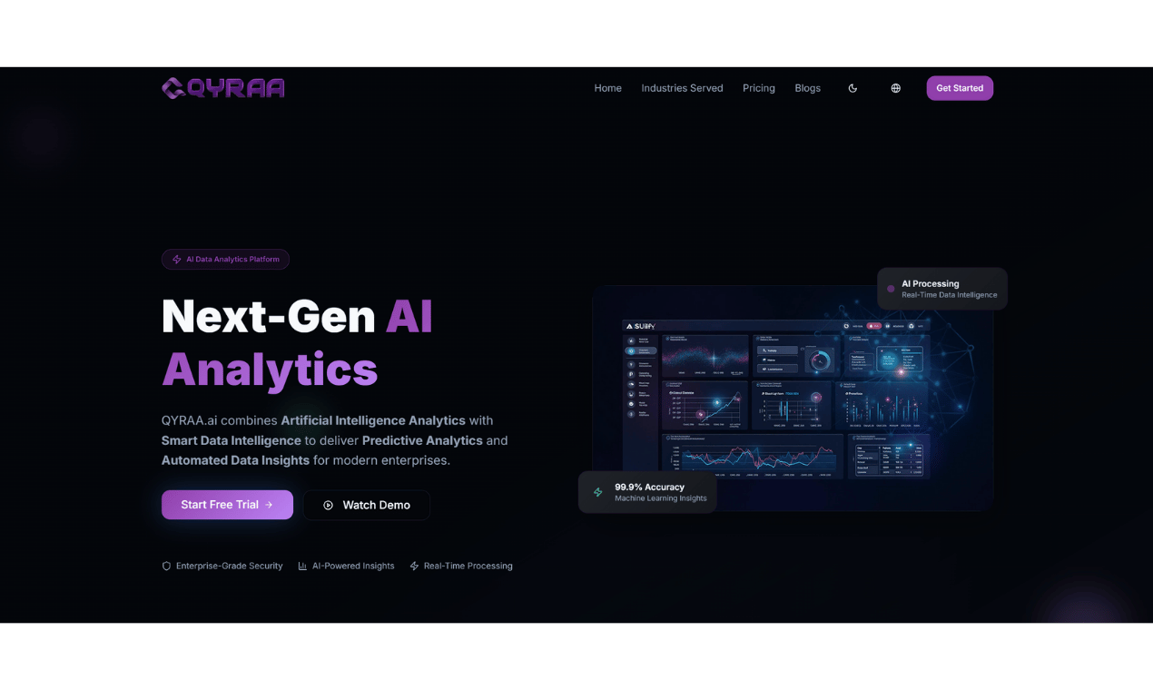 QYRAA.ai Understand Your Data Instantly  - Main product screenshot demonstrating key features and user interface