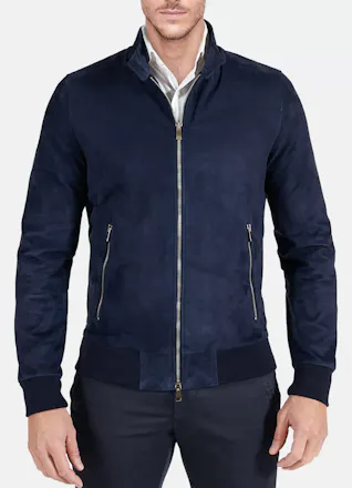 Midnight Blue Suede Leather Jacket gallery image
