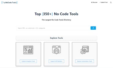 No-Codeプラットフォームショーケース：TopNoCode.Toolsで利用可能なさまざまなノーコードアプリケーションの画面のコラージュで、ツールの多様性とパワーを示しています。