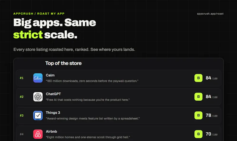 Roast my app by Appcrush screenshot 5