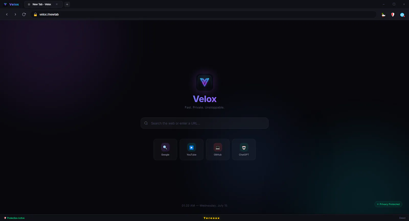 Velox Browser screenshot 1