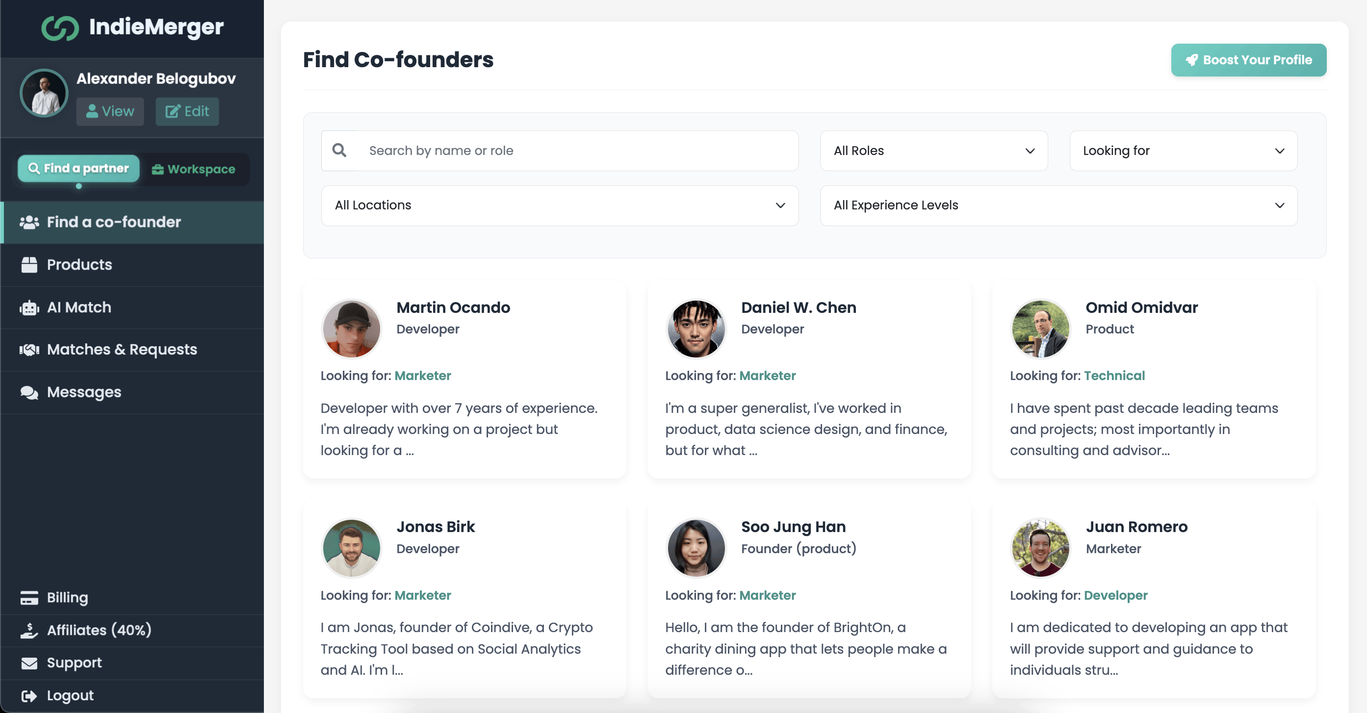 IndieMerger homepage