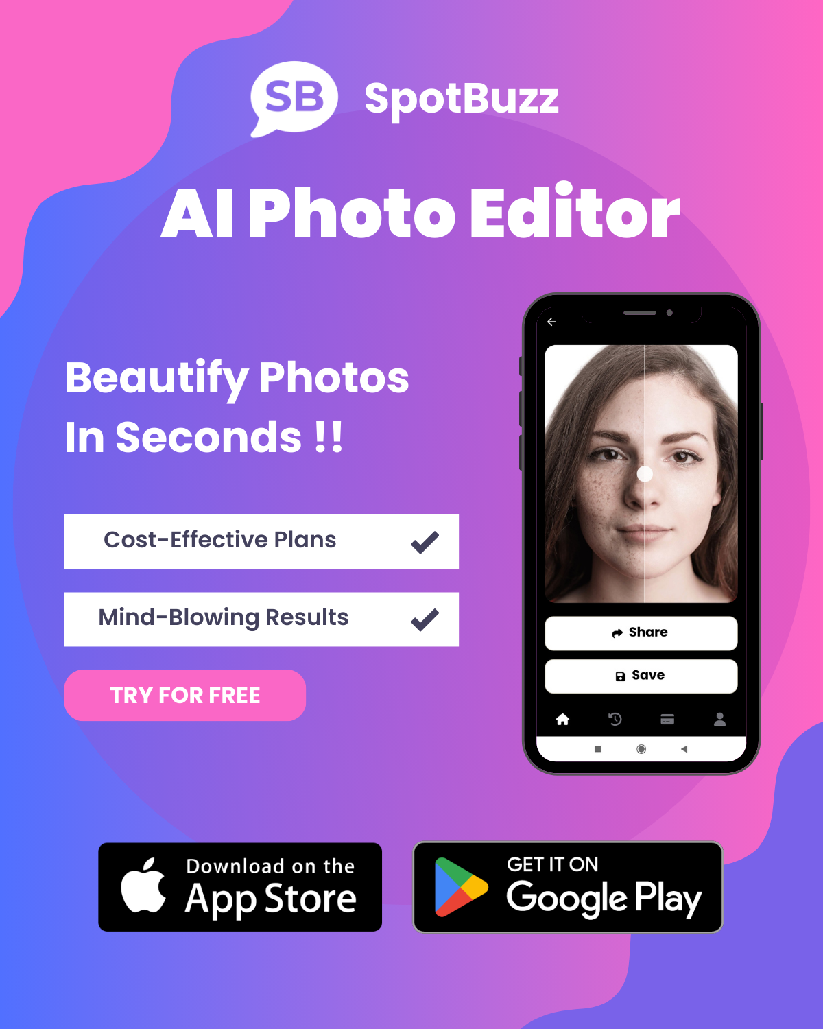 Spotbuzz - AI fotobewerking en bijschriften - Verbeter afbeeldingen, verfraai foto's, maak bijschriften en nog veel meer media 5