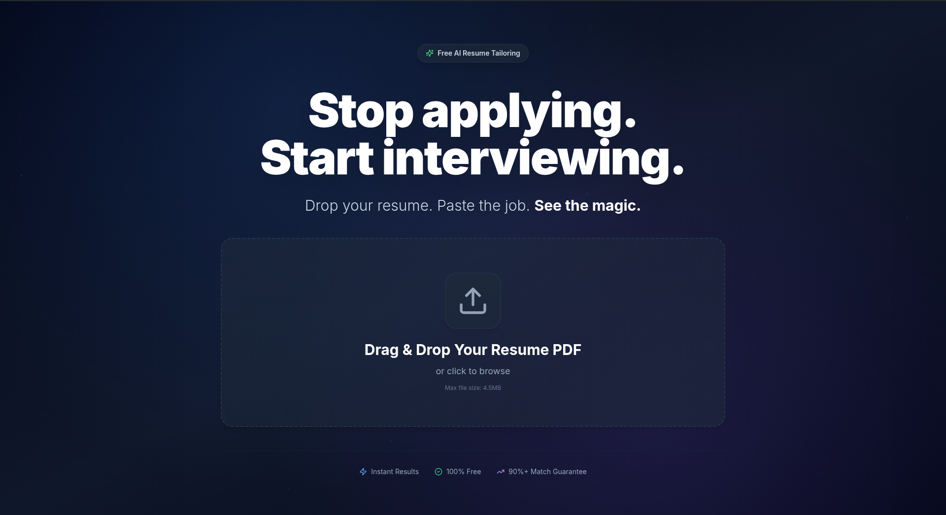 aitailor.pro - The 0.1% AI "Railgun" - Main screenshot showing features and interface