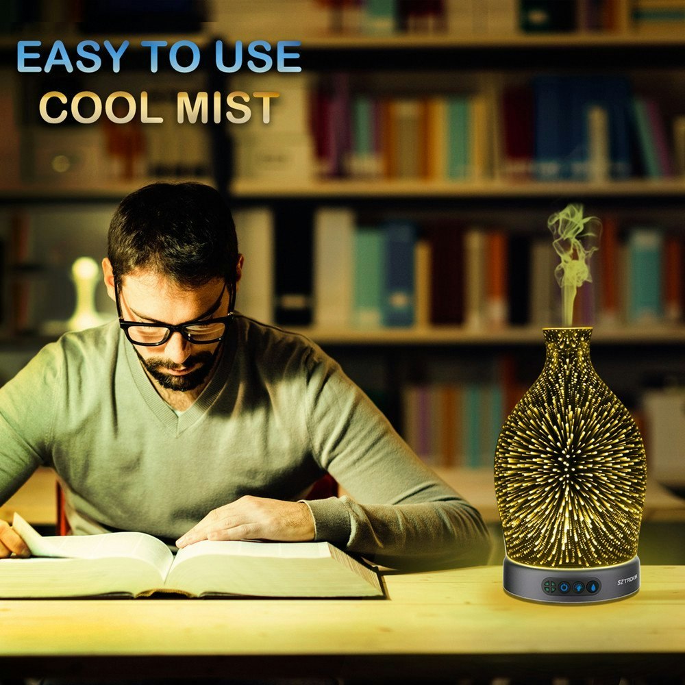 SZTROKIA 300ml Essential Oil Diffuser, Color Changing LED Lights with 3D Effect gallery image