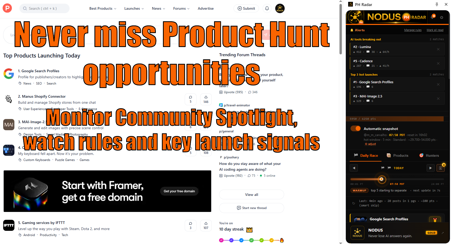 NODUS PH Radar for Product Hunt gallery image