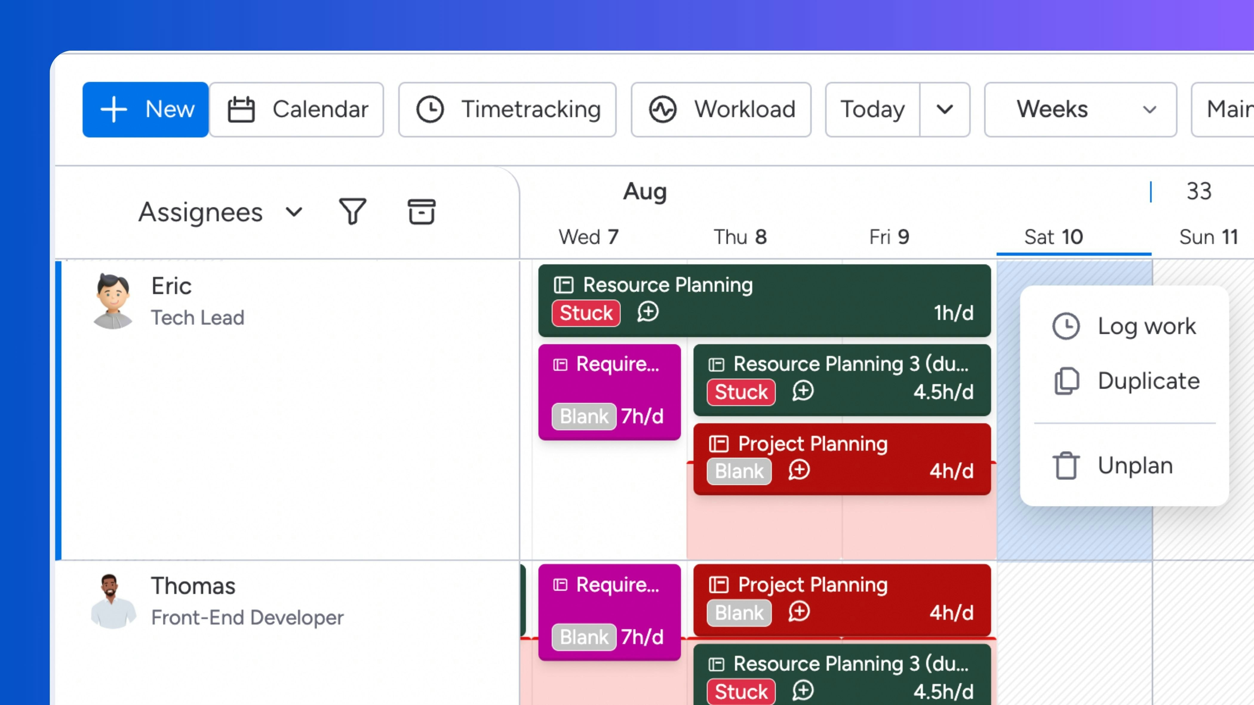وسائط Sealboard for Monday.com - تخطيط الموارد ، تتبع الوقت 4