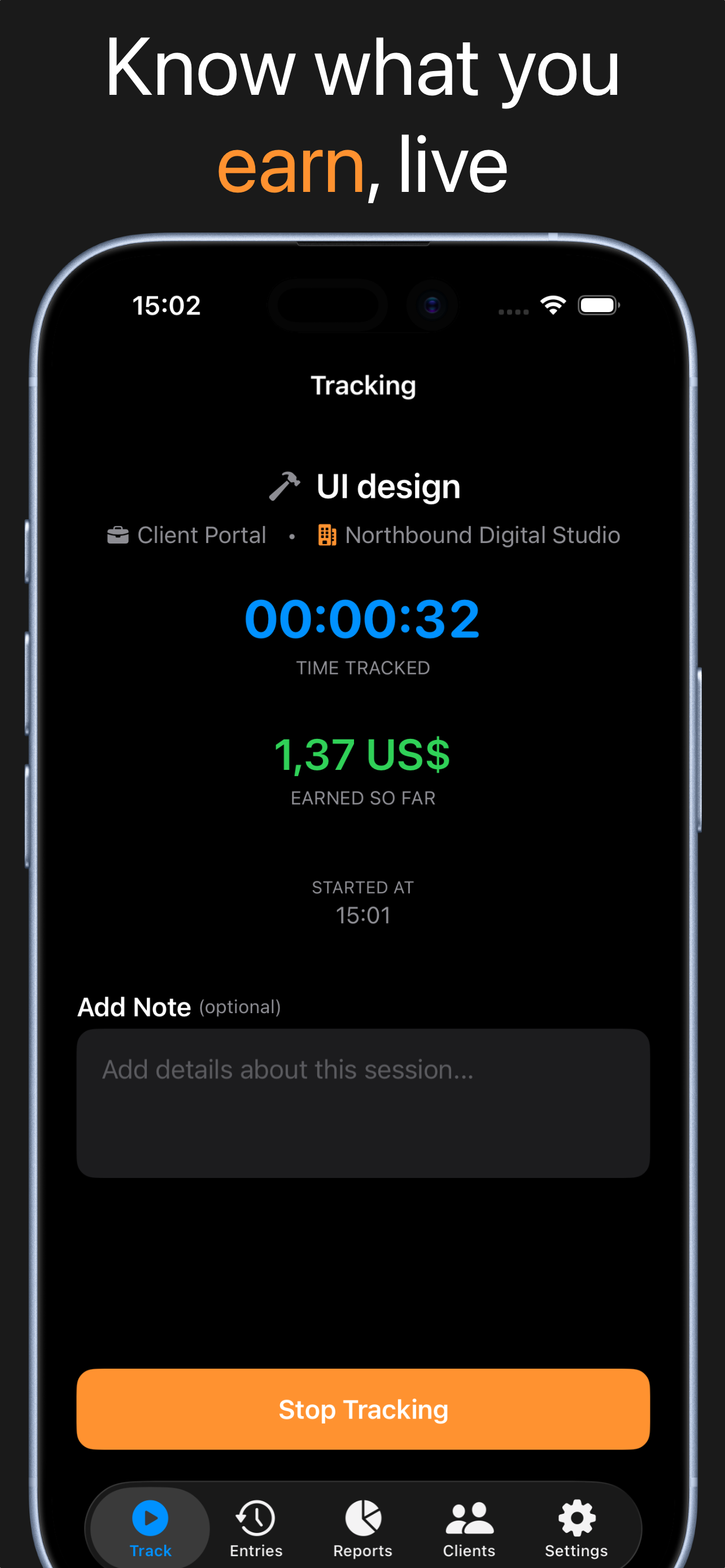 Time Tracker : Hourli - Screenshot 2 showing product features and functionality
