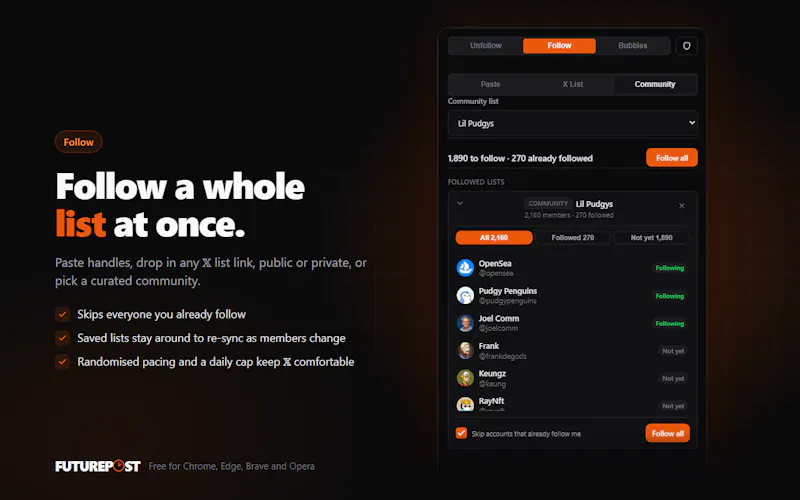 Futurepost: Bulk Unfollow & Follow for X screenshot 2