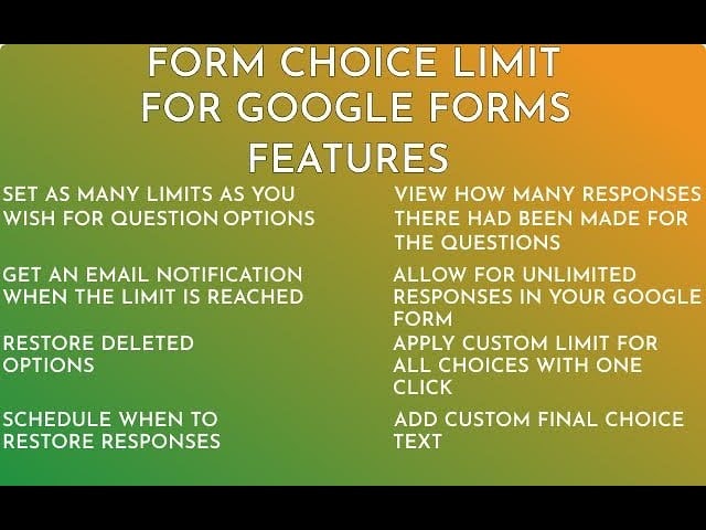 Form Choice Limiter for Google Forms™ gallery image