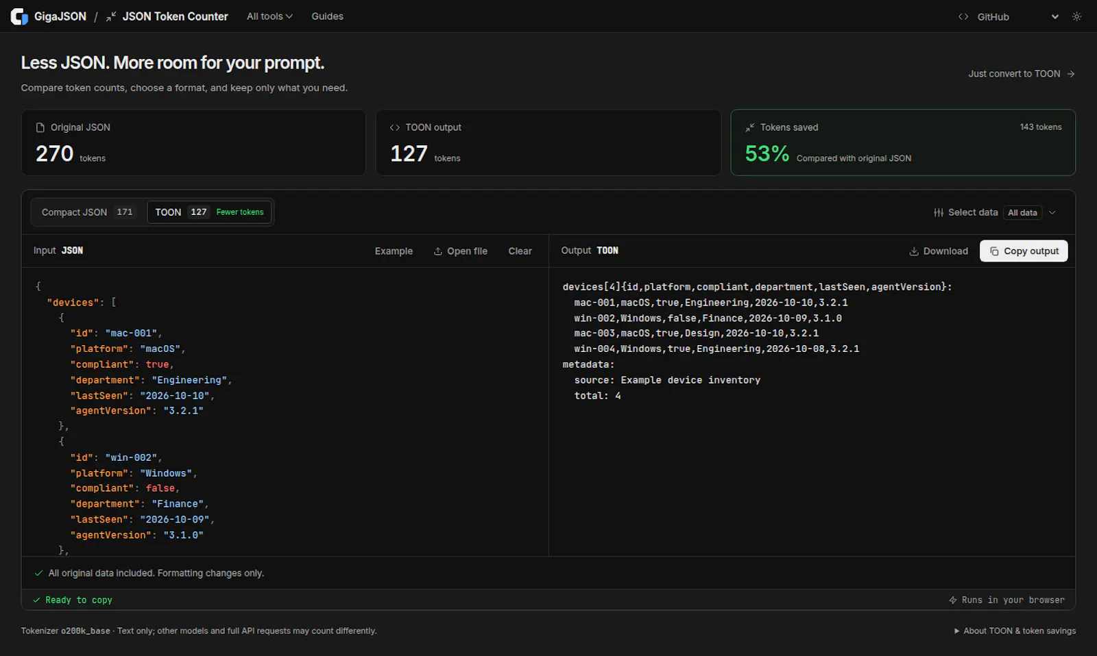 GigaJSON screenshot 6