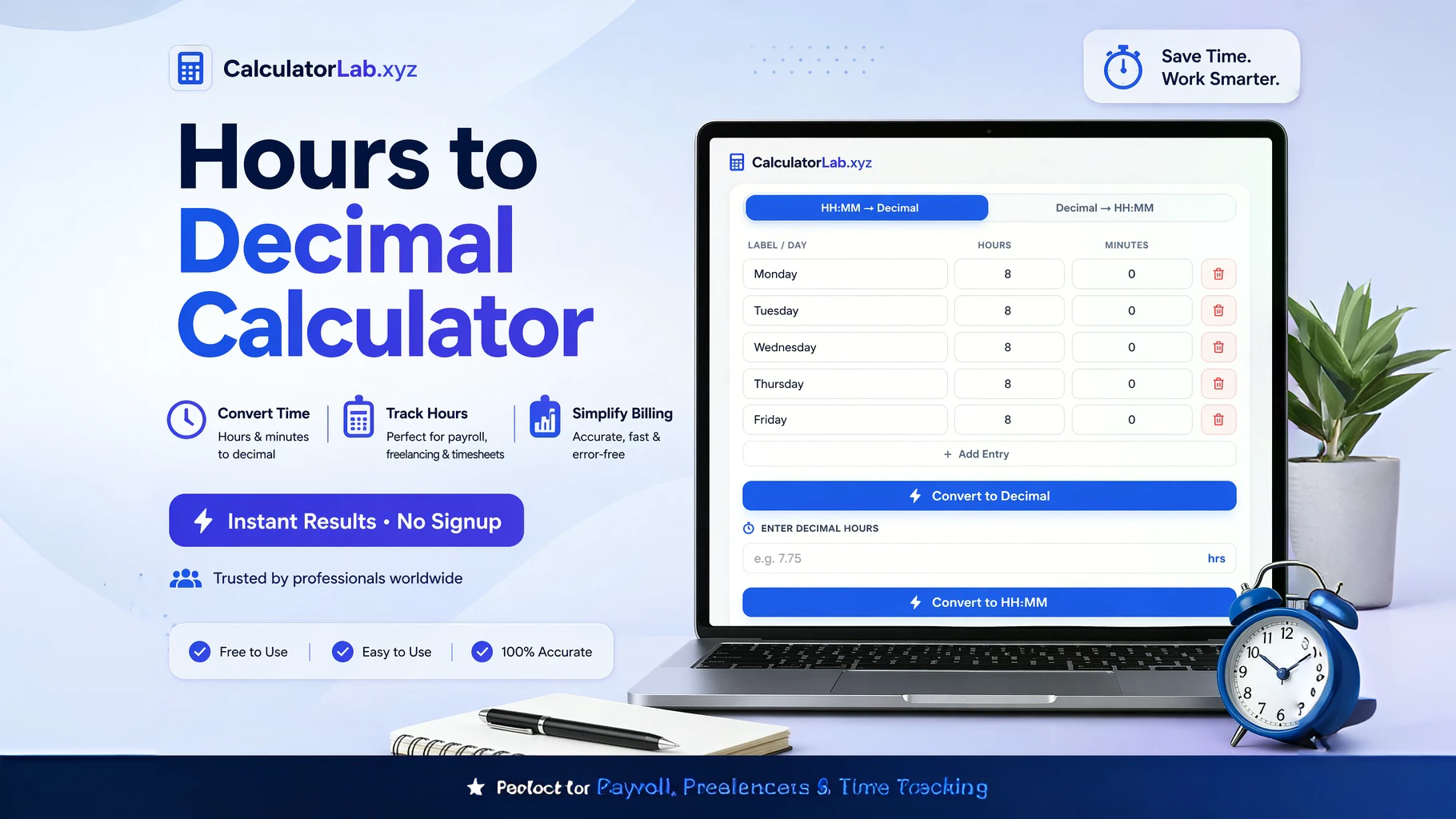 Hours to Decimal Calculator 대표 미리보기