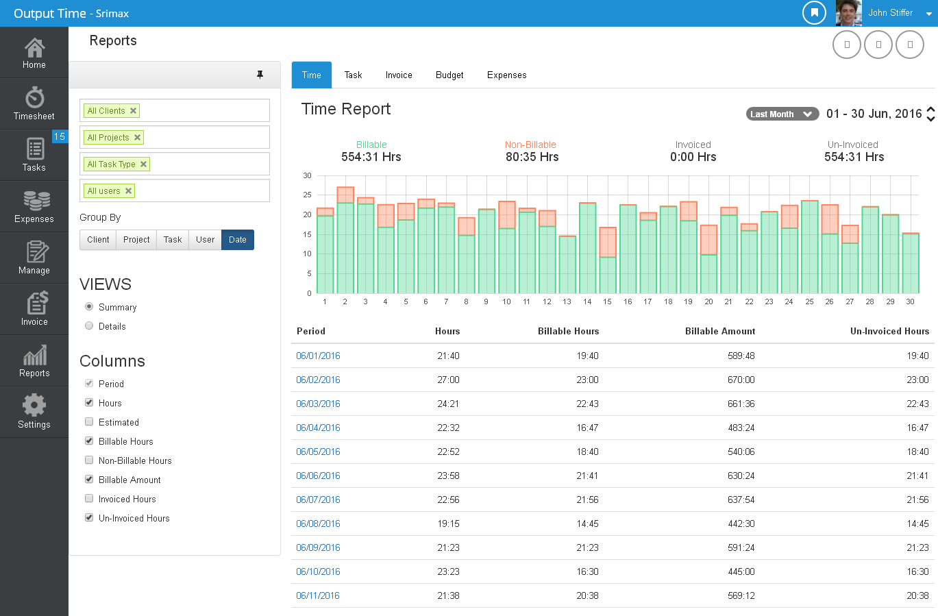 Output Time - Self hosted Project Management App gallery image