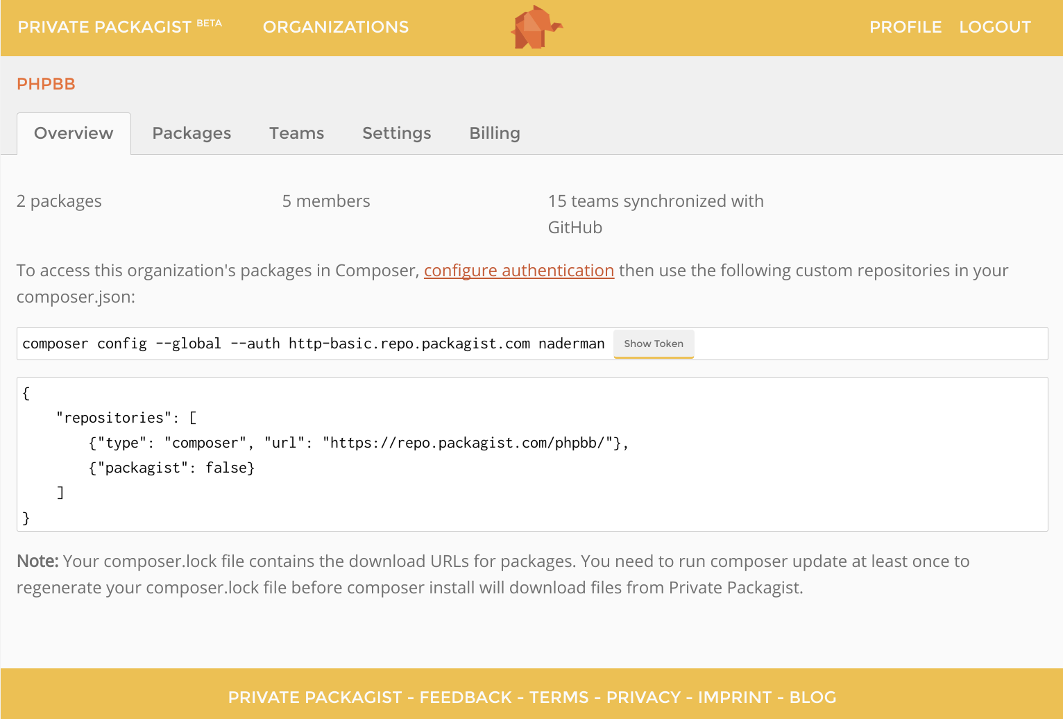 Private Packagist gallery image