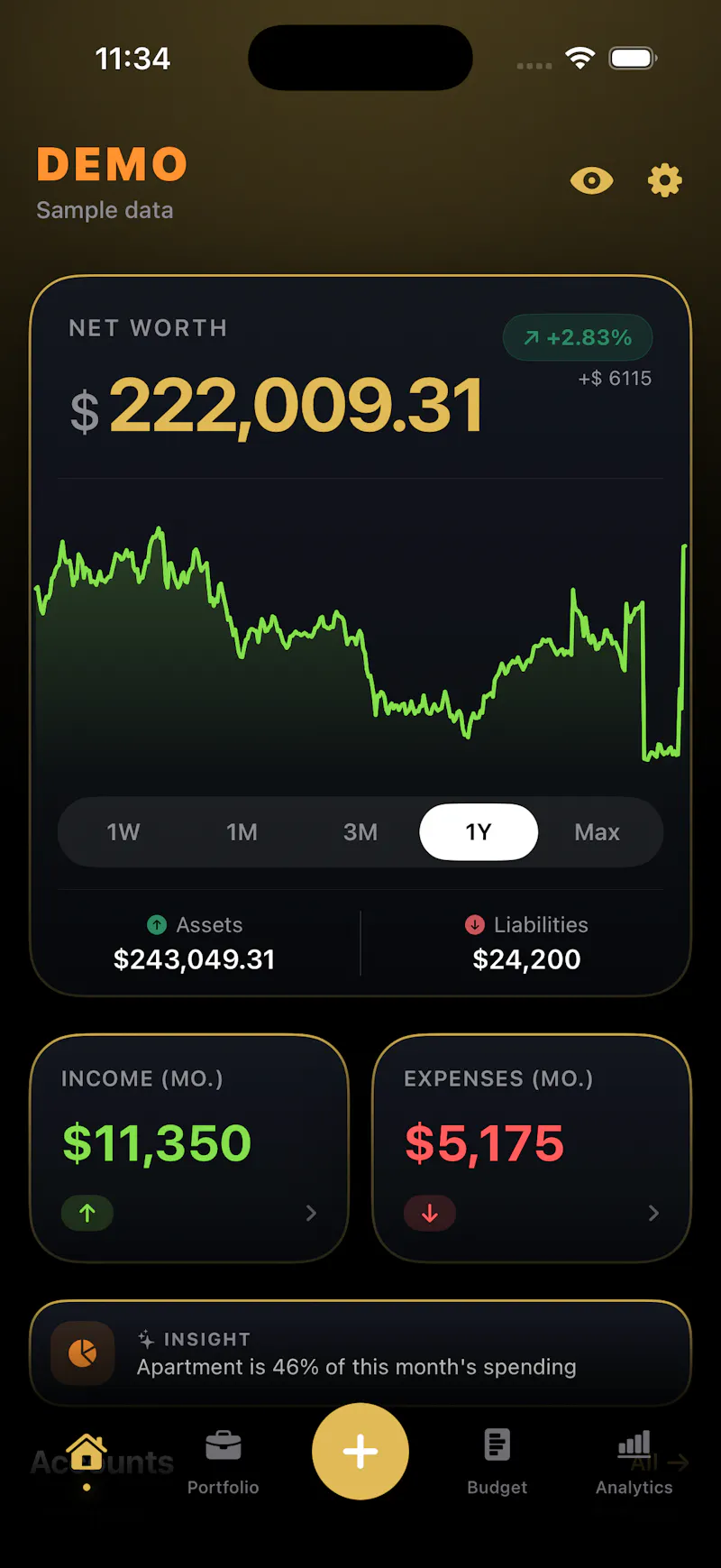 BeWealthy — Personal finance for IPhone screenshot 1