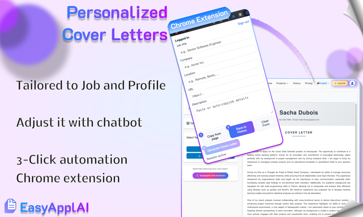 EasyApplai - नौकरी बाजार के लिए अनुकूल - रिज्यूमे, कवर, साक्षात्कार तैयार करें।फेटर, होशियार, आसान। मीडिया 3