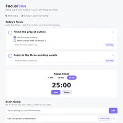 Focus Flow, Brain Dump & Task Simplifier