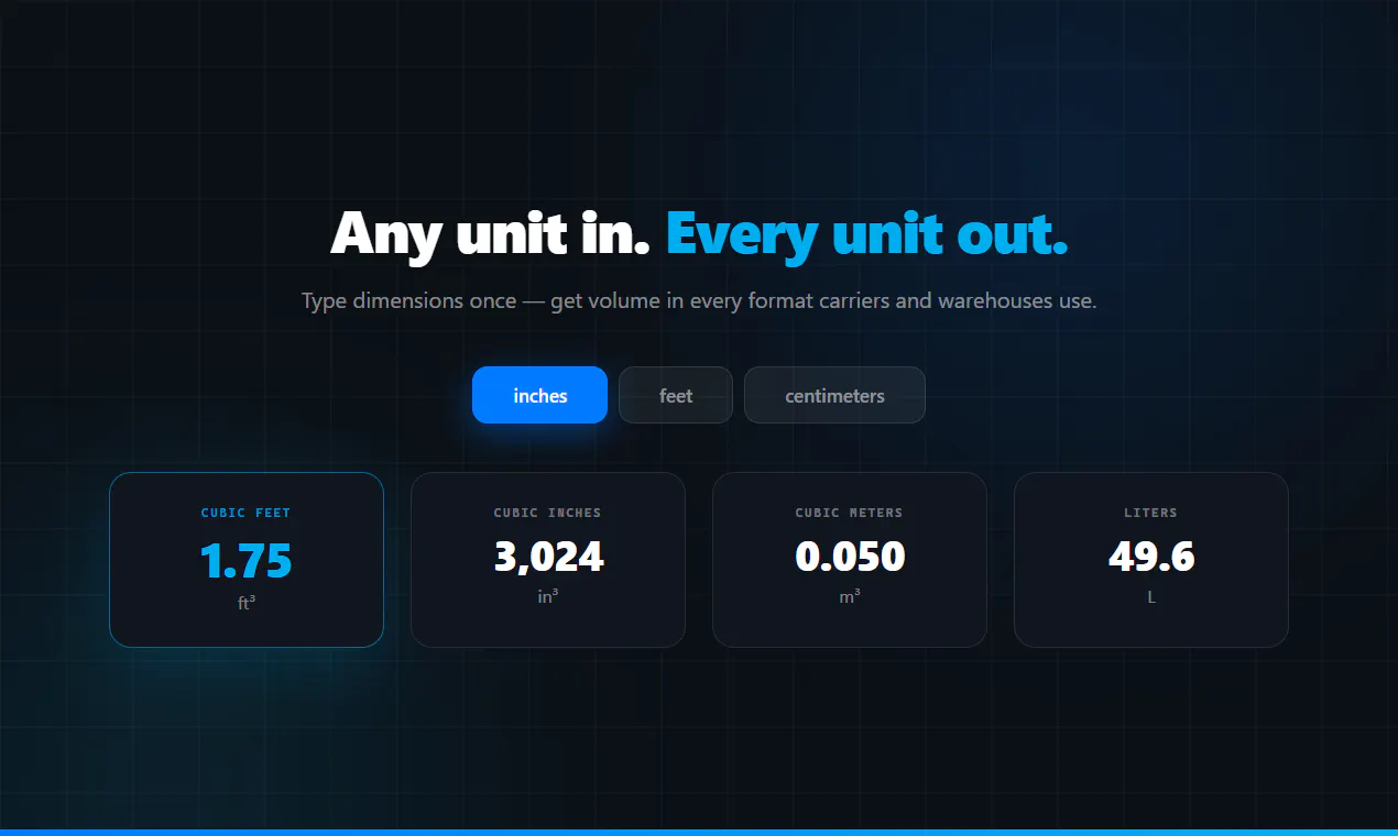Cubic Feet Calculator by 3PLGuys gallery image