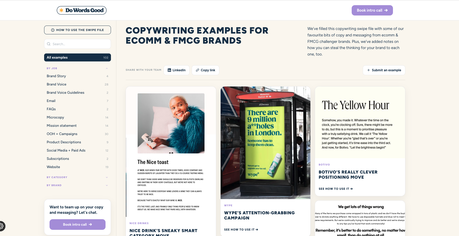 Free copywriting swipe file gallery image