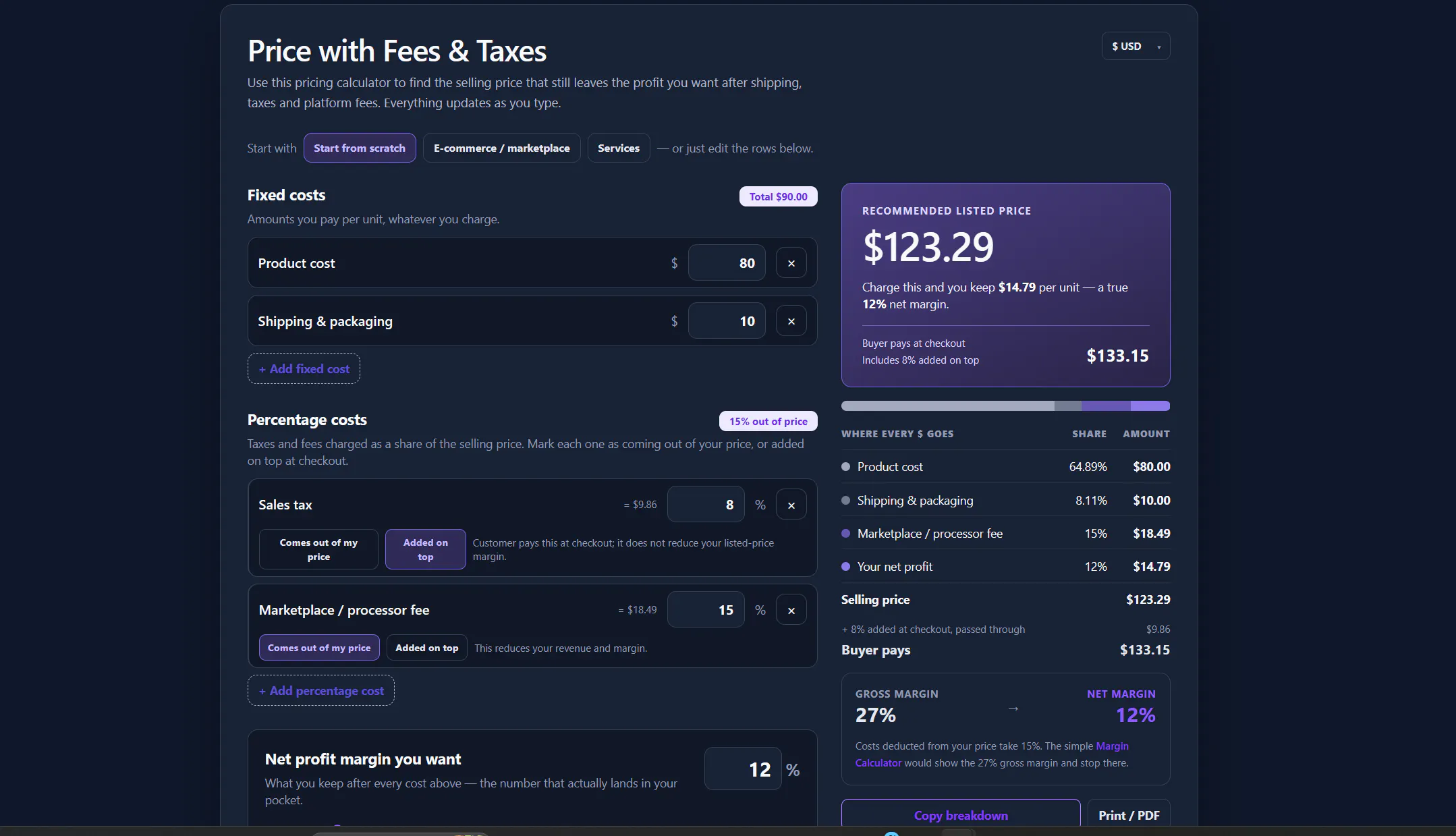 Markup & Margin Calculator gallery image