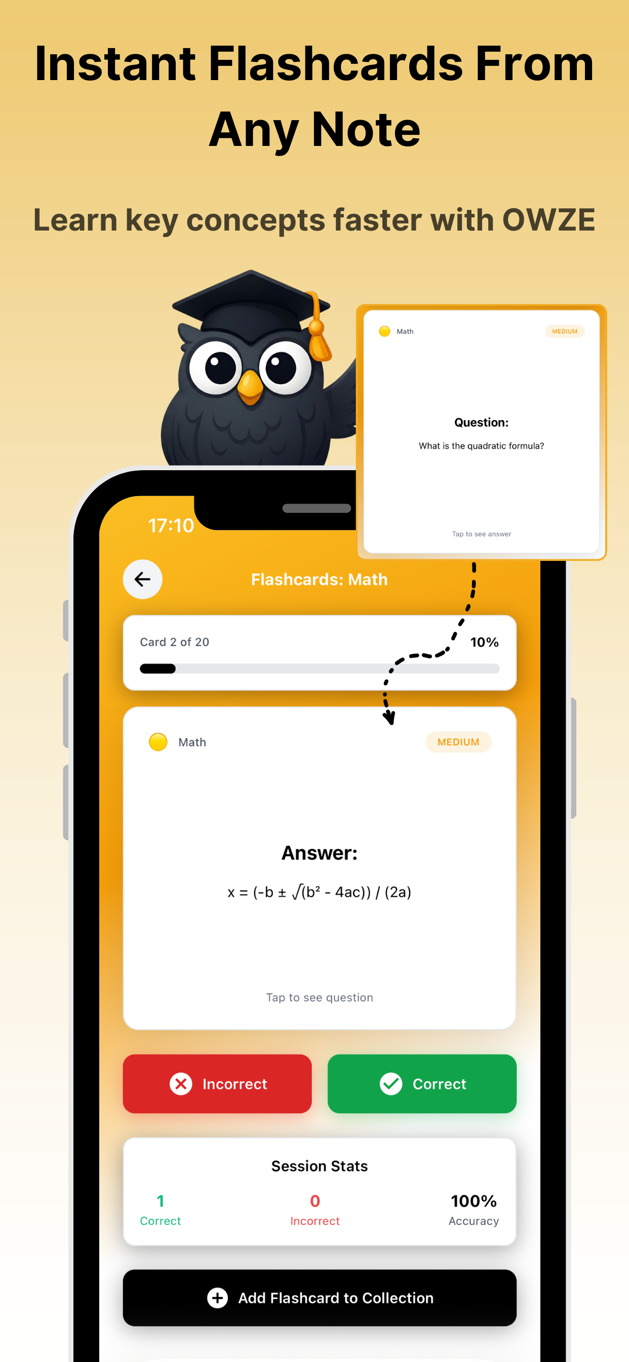 OWZE: Flashcards & Quiz Maker - Screenshot 4 showing product features and functionality