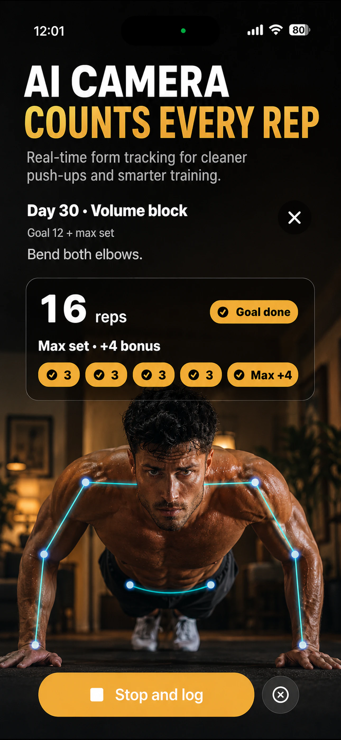 PushMax: AI Camera push up counter 截图