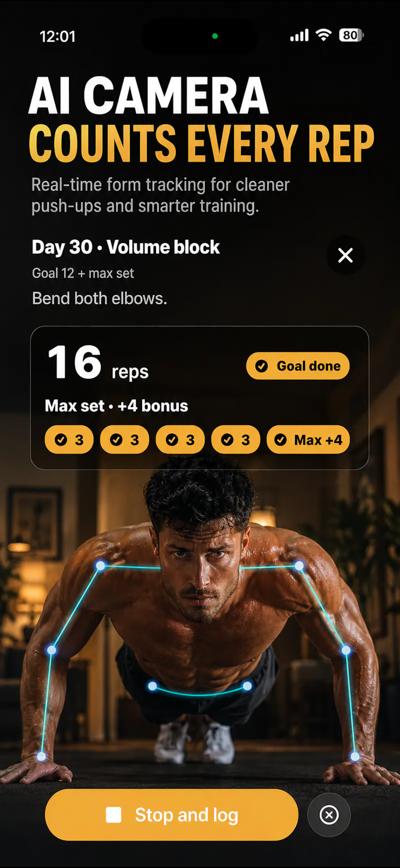 PushMax: AI Camera push up counter screenshot 1